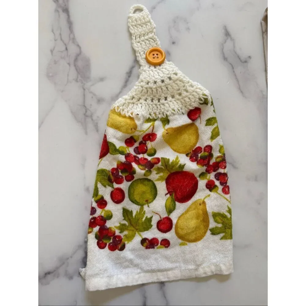 3 kitchen tea towels homemade knit cottage Home is with you rooster country